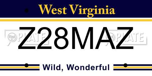 Z28MAZ West Virginia License Plate