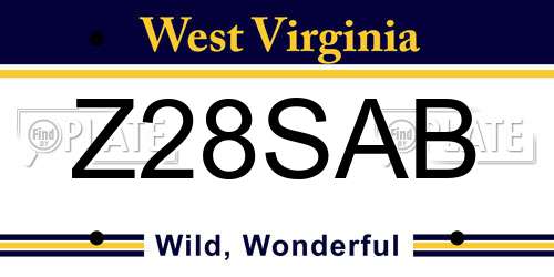 Z28SAB West Virginia License Plate