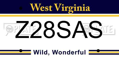 Z28SAS West Virginia License Plate