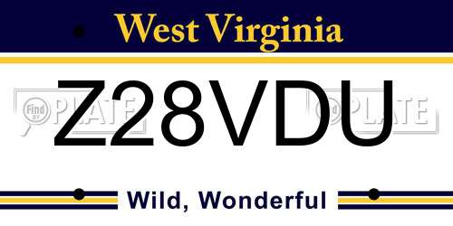 Z28VDU West Virginia License Plate