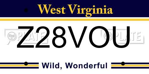 Z28VOU West Virginia License Plate