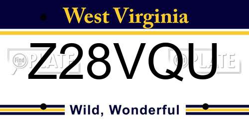 Z28VQU West Virginia License Plate