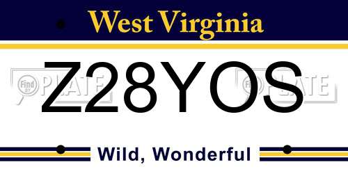 Z28YOS West Virginia License Plate