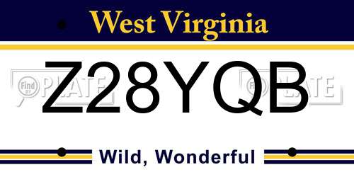 Z28YQB West Virginia License Plate