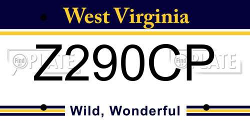 Z290CP West Virginia License Plate