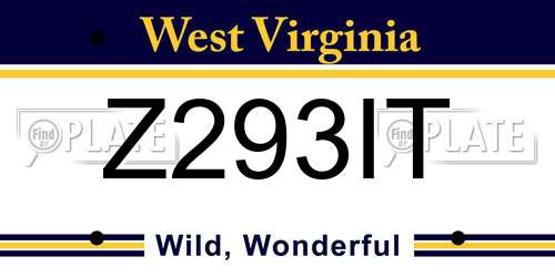 Z293IT West Virginia License Plate