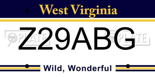 Z29ABG West Virginia License Plate