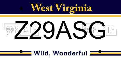 Z29ASG West Virginia License Plate