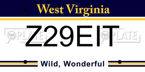 Z29EIT West Virginia License Plate
