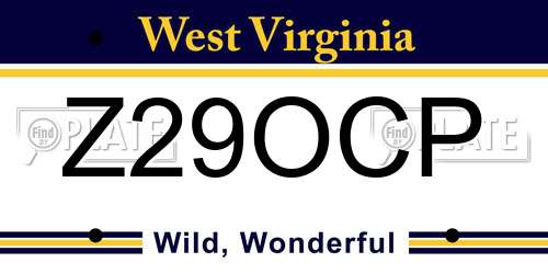 Z29OCP West Virginia License Plate