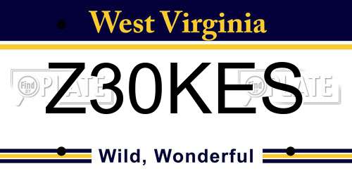 Z30KES West Virginia License Plate