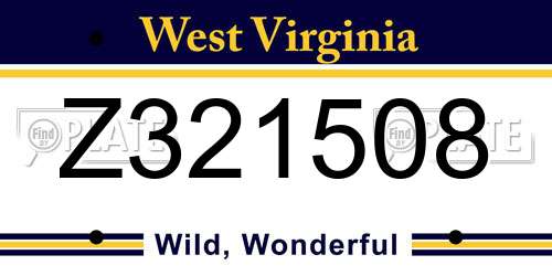 Z321508 West Virginia License Plate
