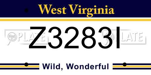 Z3283I West Virginia License Plate