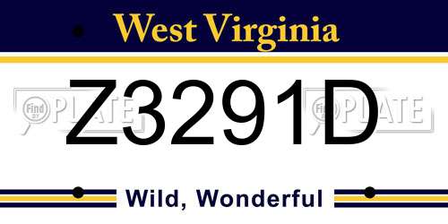 Z3291D West Virginia License Plate