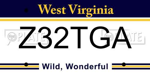Z32TGA West Virginia License Plate