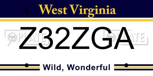 Z32ZGA West Virginia License Plate