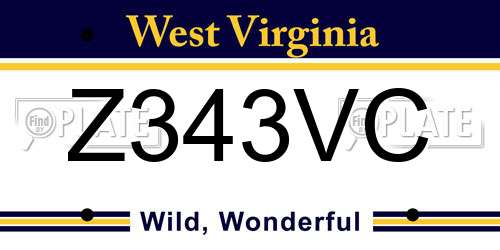 Z343VC West Virginia License Plate