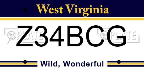 Z34BCG West Virginia License Plate