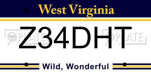 Z34DHT West Virginia License Plate