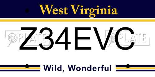 Z34EVC West Virginia License Plate