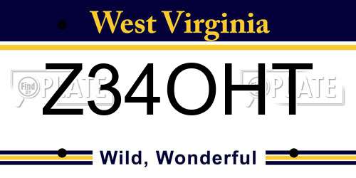 Z34OHT West Virginia License Plate