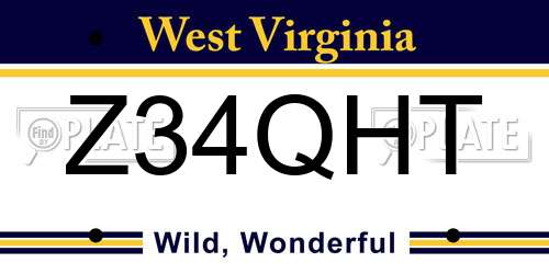 Z34QHT West Virginia License Plate