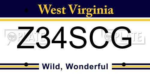 Z34SCG West Virginia License Plate