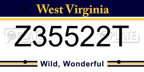 Z35522T West Virginia License Plate