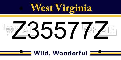 Z35577Z West Virginia License Plate
