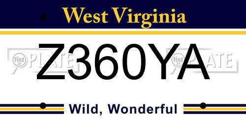 Z360YA West Virginia License Plate