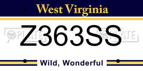 Z363SS West Virginia License Plate