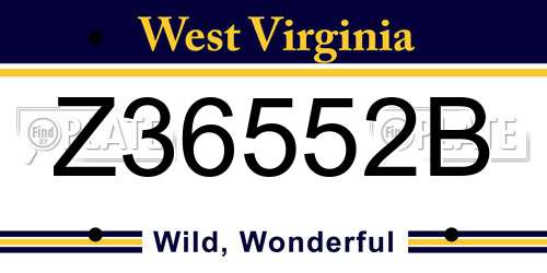 Z36552B West Virginia License Plate