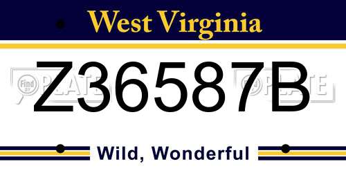Z36587B West Virginia License Plate