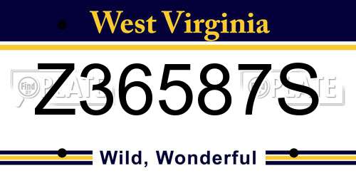 Z36587S West Virginia License Plate