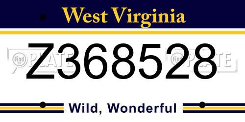 Z368528 West Virginia License Plate