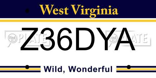 Z36DYA West Virginia License Plate