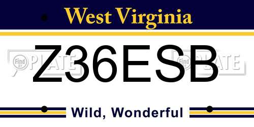Z36ESB West Virginia License Plate