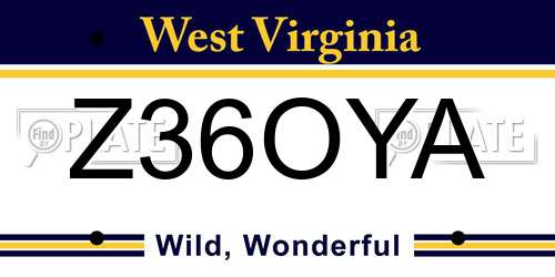 Z36OYA West Virginia License Plate