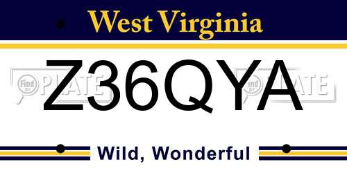 Z36QYA West Virginia License Plate