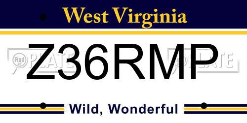 Z36RMP West Virginia License Plate