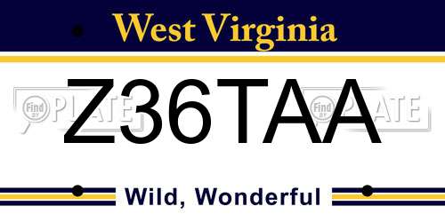Z36TAA West Virginia License Plate