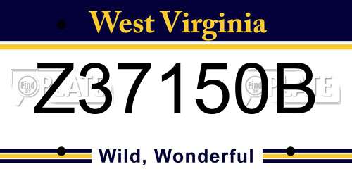 Z37150B West Virginia License Plate