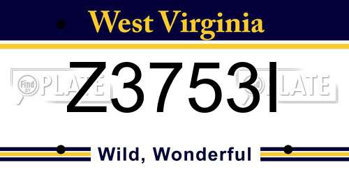 Z3753I West Virginia License Plate