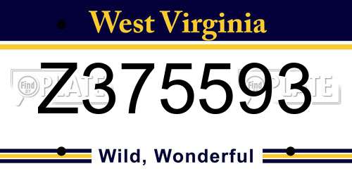 Z375593 West Virginia License Plate