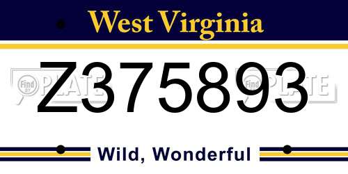 Z375893 West Virginia License Plate