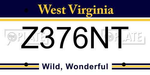 Z376NT West Virginia License Plate