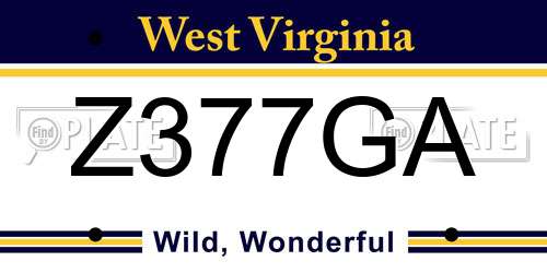 Z377GA West Virginia License Plate