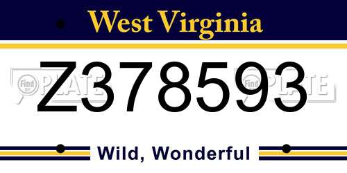Z378593 West Virginia License Plate