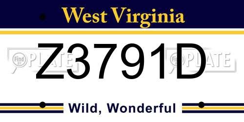 Z3791D West Virginia License Plate