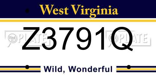 Z3791Q West Virginia License Plate